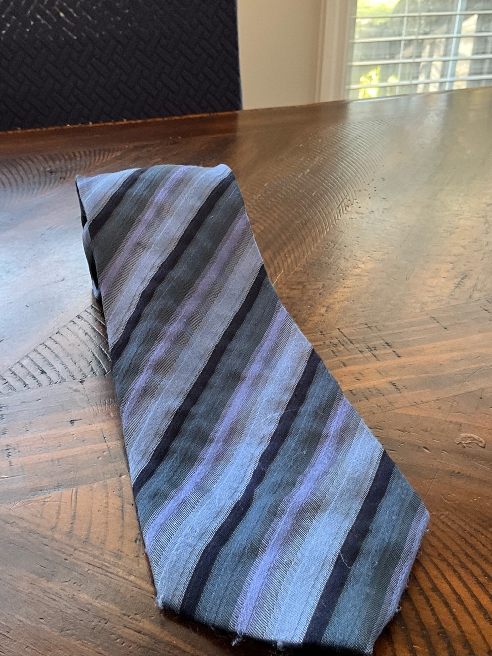 Classic Striped Men's Tie in Blue and Gray